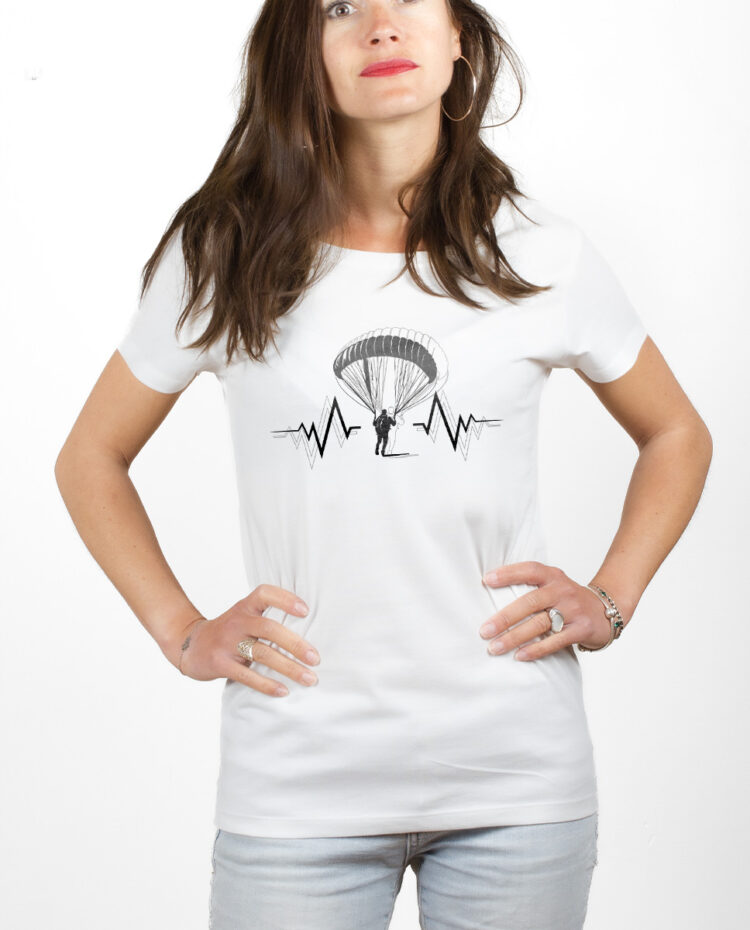 PARAPENTE BATTEMENTS DE COEUR T shirt Femme Blanc TSFB154