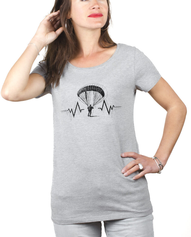 PARAPENTE BATTEMENTS DE COEUR T shirt Femme Gris TSFG154