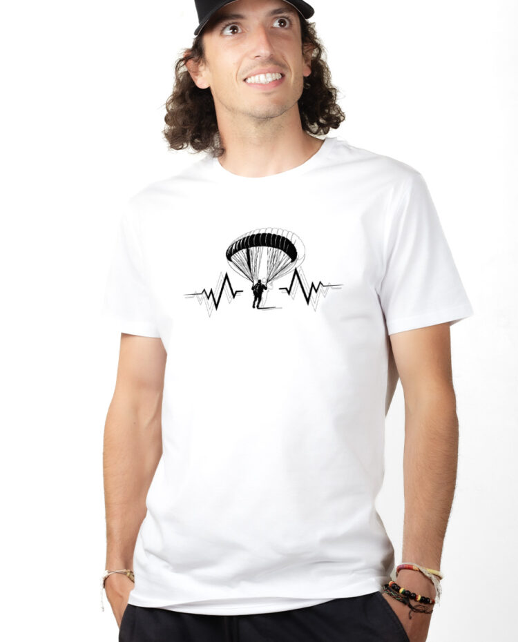 PARAPENTE BATTEMENTS DE COEUR T shirt Homme Blanc TSHB154