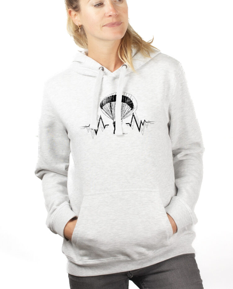 PARAPENTE BATTEMENTS DE COEUR hoodie Sweat capuche Femme Blanc SWFBLA154