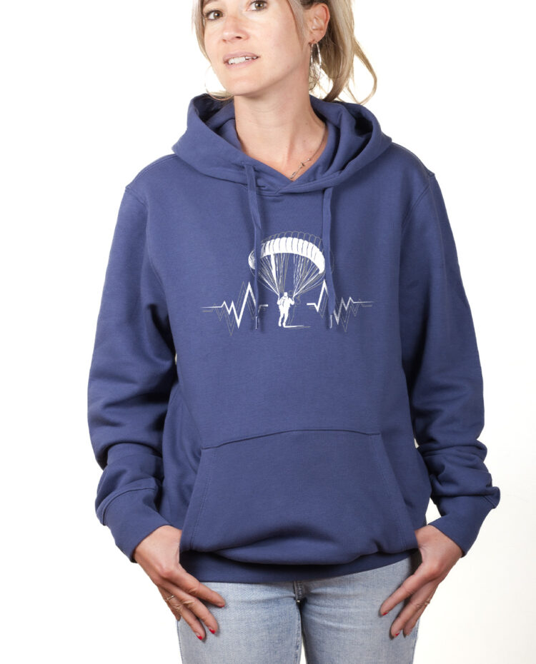 PARAPENTE BATTEMENTS DE COEUR hoodie Sweat capuche Femme Bleu SWFBLE154