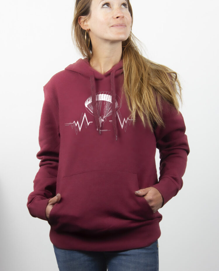 PARAPENTE BATTEMENTS DE COEUR hoodie Sweat capuche Femme Bordeau SWFBOR154