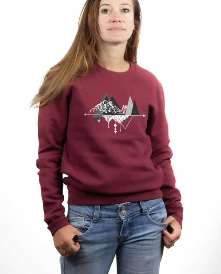 PUFBOR Sweatshirt pull Femme Bordeau HAUTE MONTAGNE