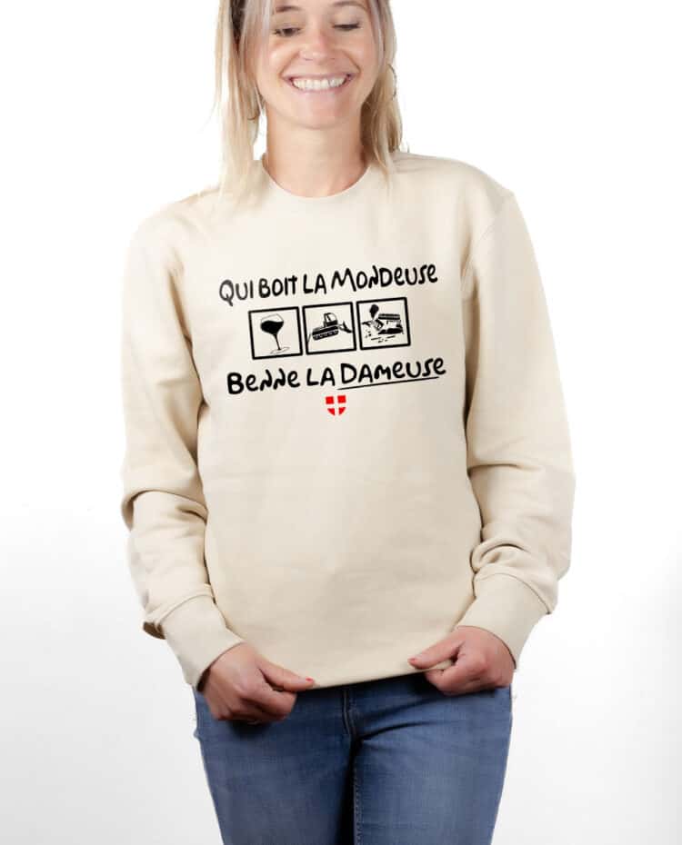 PUFNAT Sweatshirt pull Femme Naturel QUI BOIT LA MONDEUSE BENNE LA DAMEUSE