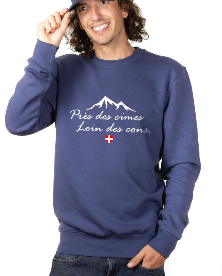 PUHBLE Sweatshirt Pull Homme bleu PRES DES CIMES LOIN DES CONS