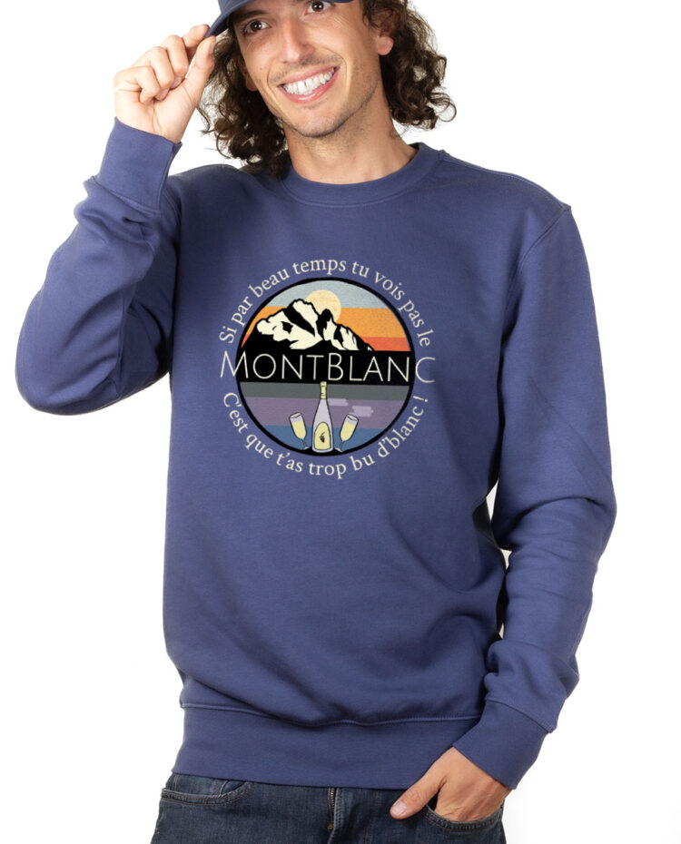 PUHBLE Sweatshirt Pull Homme bleu SI TU VOIS PAS LE MONT BLANC