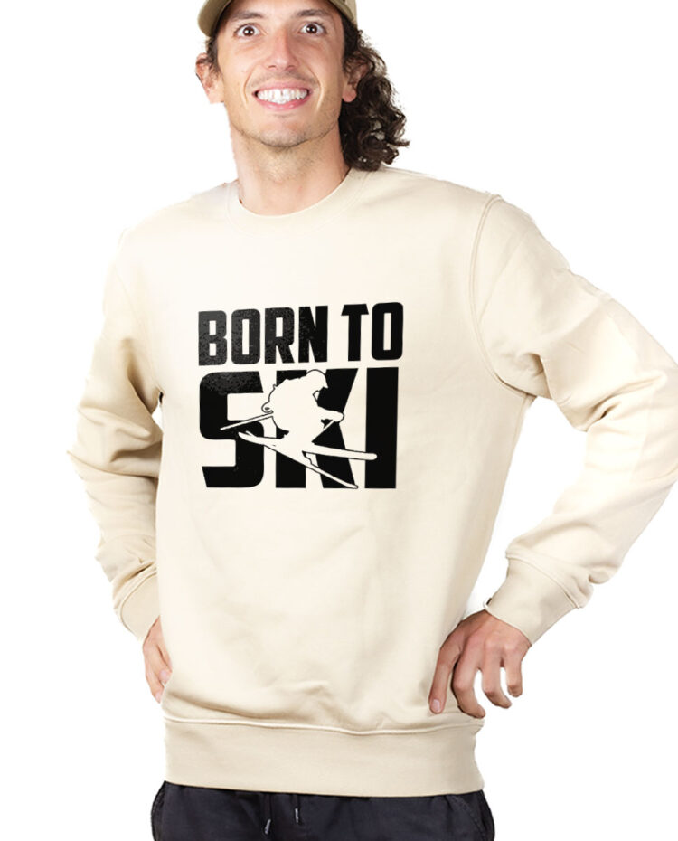 PUHNAT Sweatshirt Pull Homme Naturel BORN TO SKI