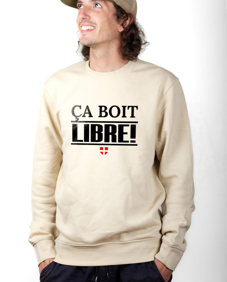 PUHNAT Sweatshirt Pull Homme Naturel CA BOIT LIBRE