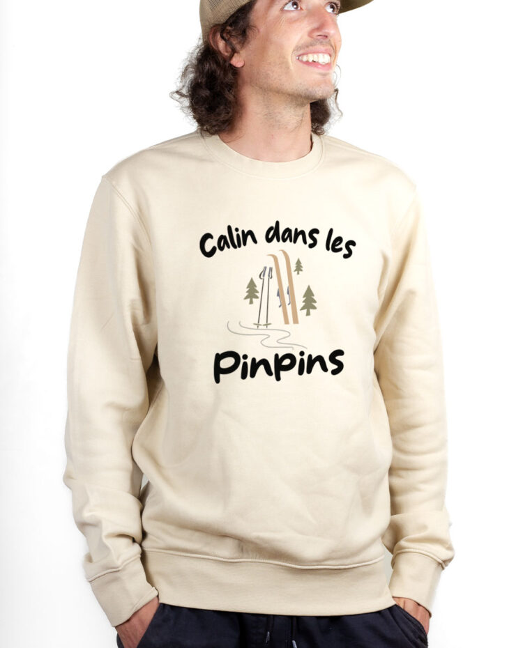 PUHNAT Sweatshirt Pull Homme Naturel CALIN DANS LES PINPINS