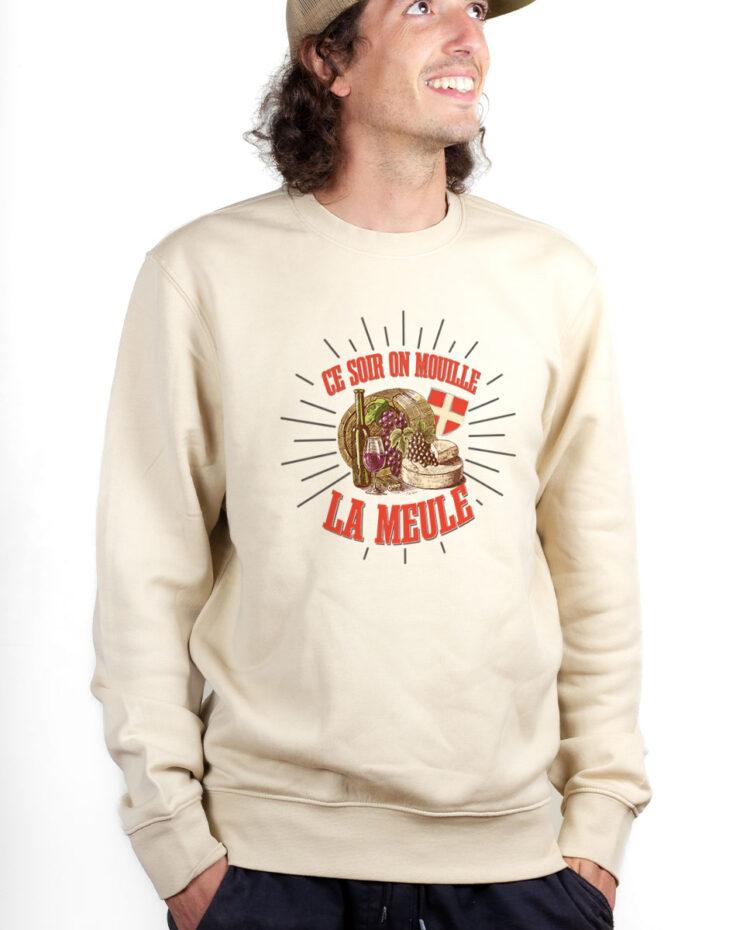 PUHNAT Sweatshirt Pull Homme Naturel CE SOIR ON MOUILLE LA MEULE