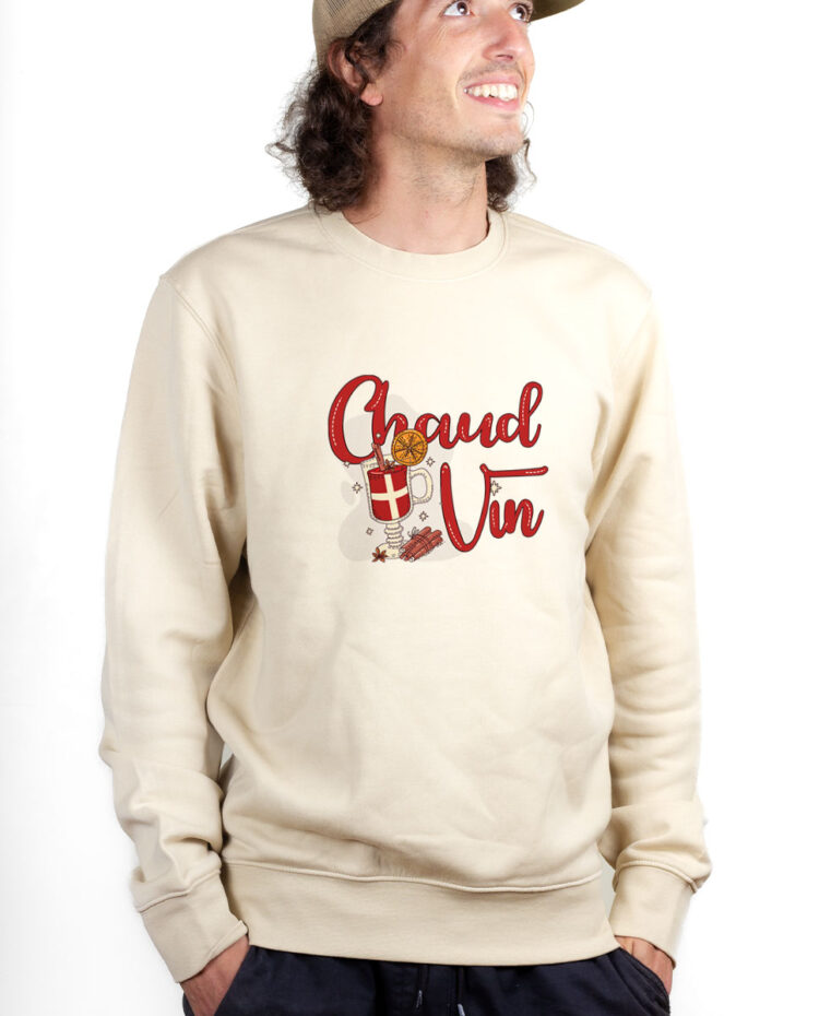 PUHNAT Sweatshirt Pull Homme Naturel CHAUD VIN