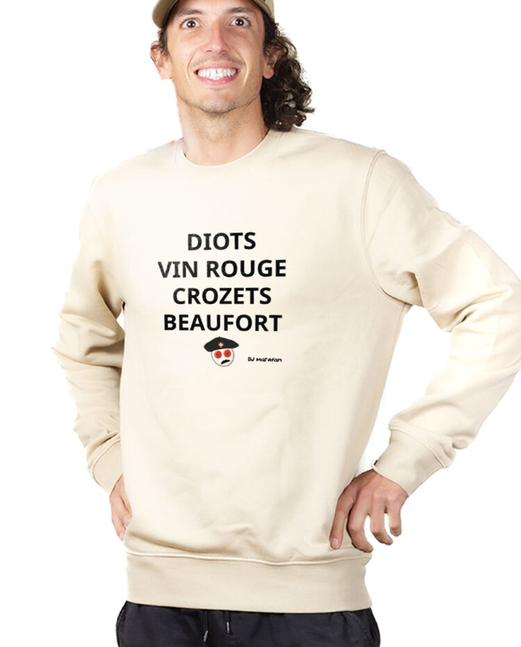 PUHNAT Sweatshirt Pull Homme Naturel DIOTS VIN ROUGE CROZETS BEAUFORT