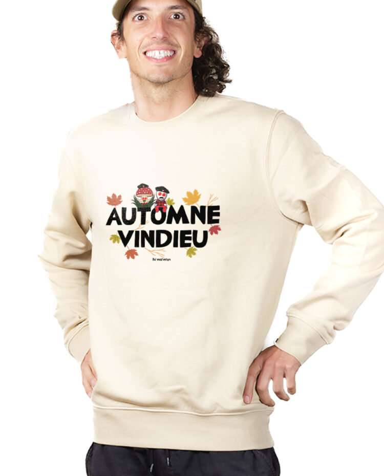 PUHNAT Sweatshirt Pull Homme Naturel DJ MATAFAN AUTOMNE VINDIEU