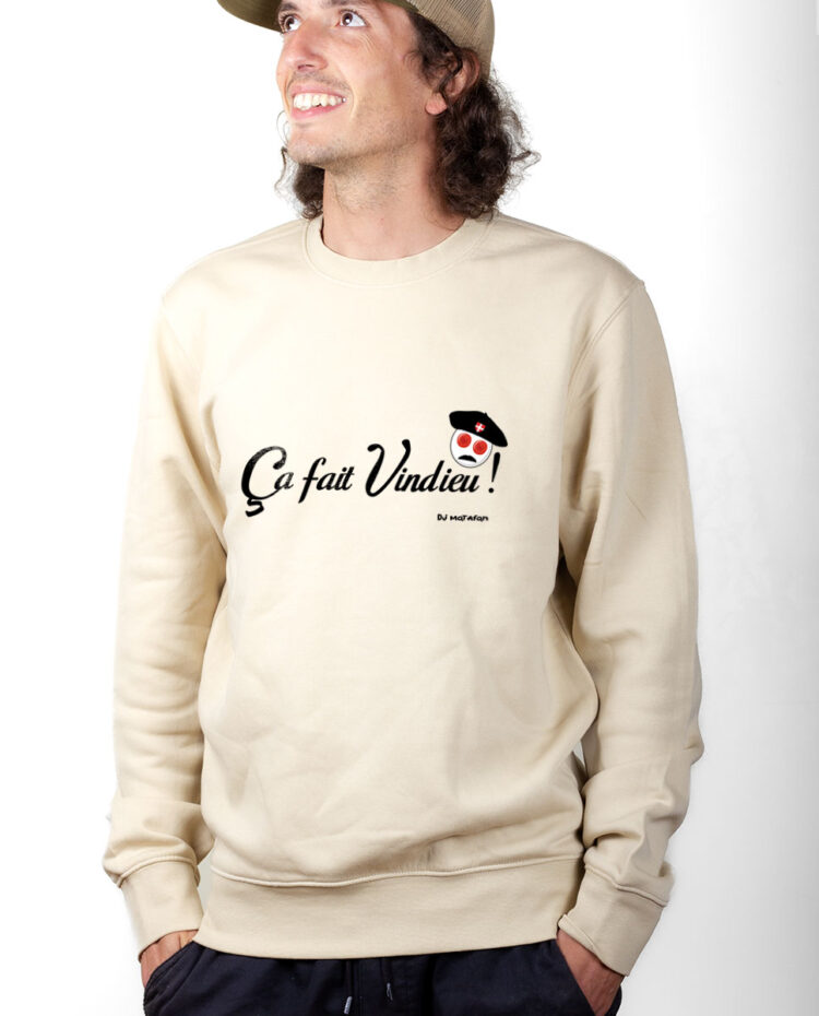 PUHNAT Sweatshirt Pull Homme Naturel DJ MATAFAN CA FAIT VINDIEU