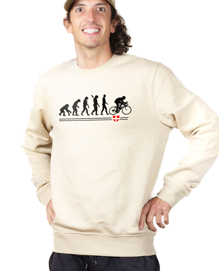 PUHNAT Sweatshirt Pull Homme Naturel EVOLUTION DE L HOMME EN CYCLISTE