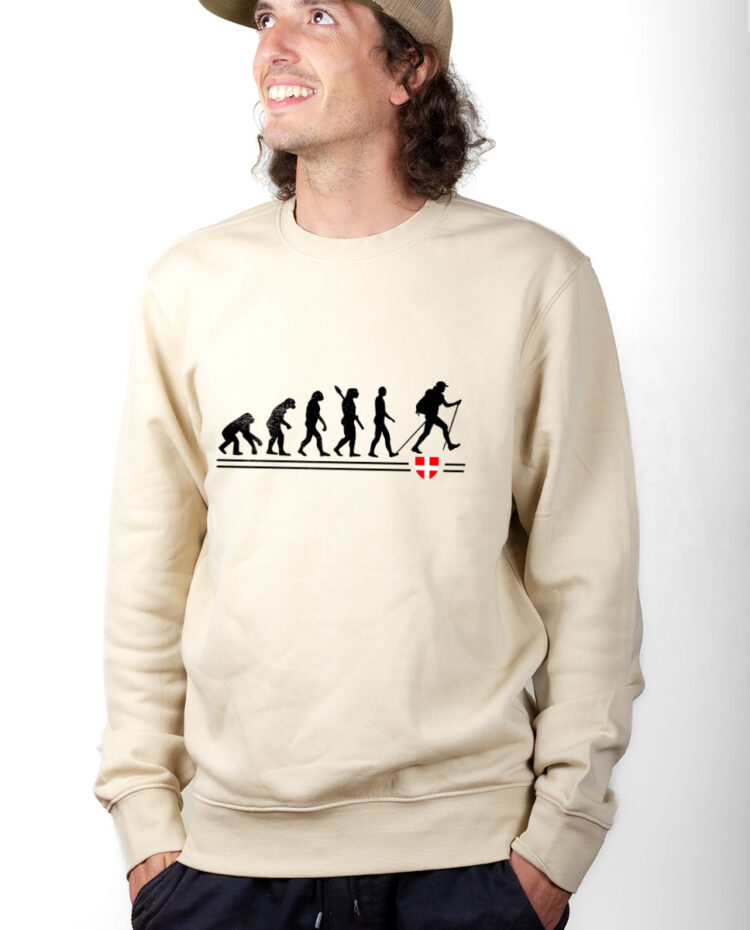 PUHNAT Sweatshirt Pull Homme Naturel Evolution randonneur