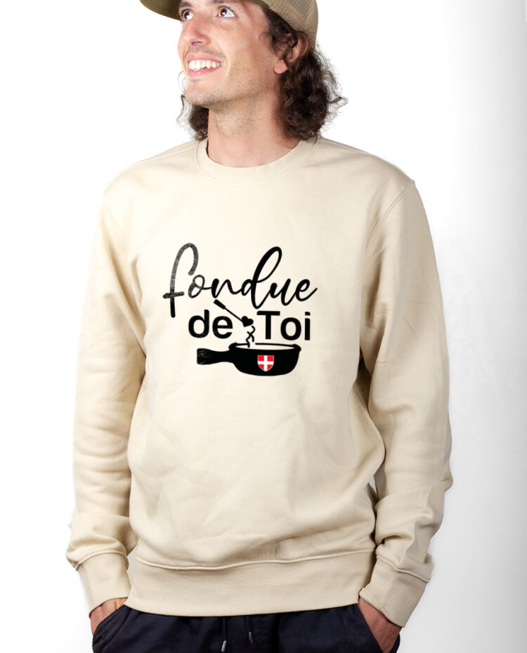 PUHNAT Sweatshirt Pull Homme Naturel FONDUE DE TOI