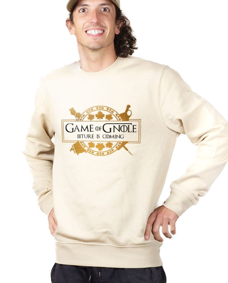 PUHNAT Sweatshirt Pull Homme Naturel GAME OF GNOLE