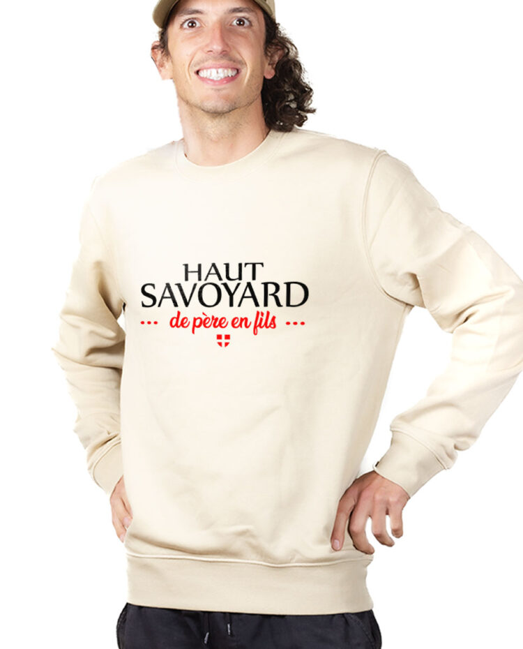 PUHNAT Sweatshirt Pull Homme Naturel HAUT SAVOYARD DE PERE EN FILS
