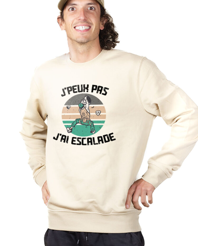 PUHNAT Sweatshirt Pull Homme Naturel J PEUX PAS J AI ESCALADE