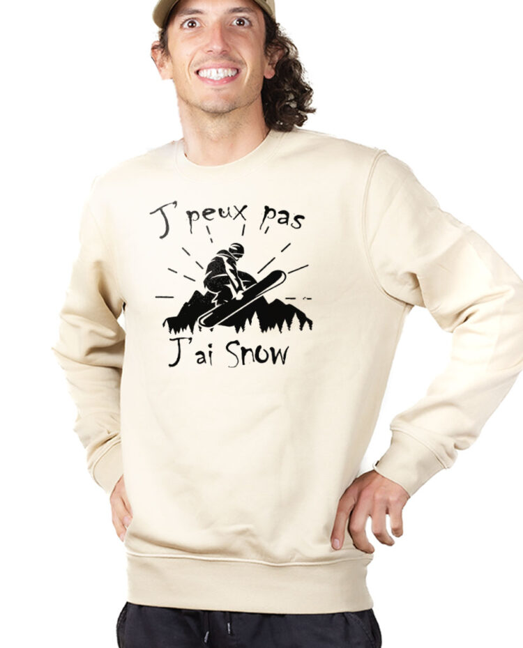 PUHNAT Sweatshirt Pull Homme Naturel J PEUX PAS J AI SNOW