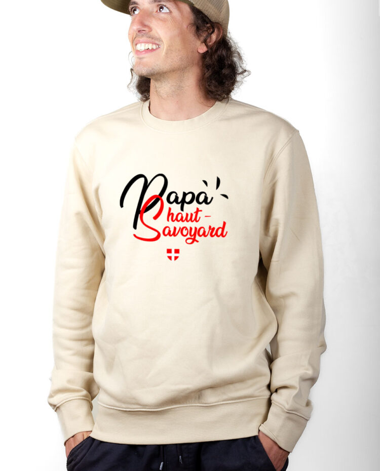 PUHNAT Sweatshirt Pull Homme Naturel PAPA HAUT SAVOYARD