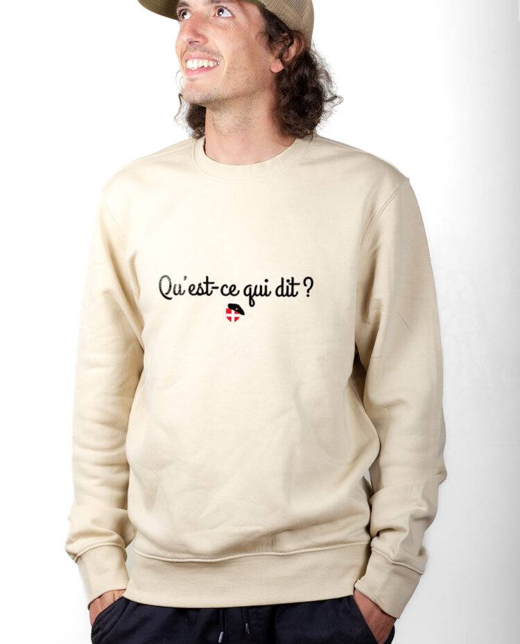 PUHNAT Sweatshirt Pull Homme Naturel QUEST CE QUI DIT