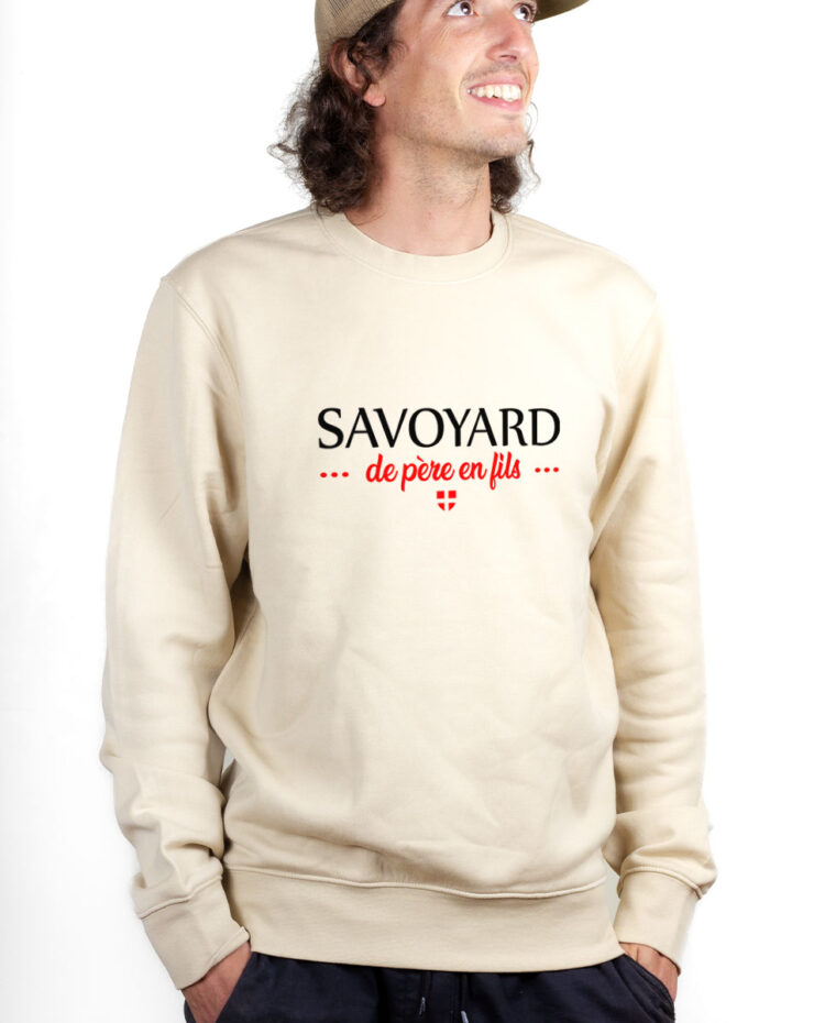 PUHNAT Sweatshirt Pull Homme Naturel SAVOYARD DE PERE EN FILS