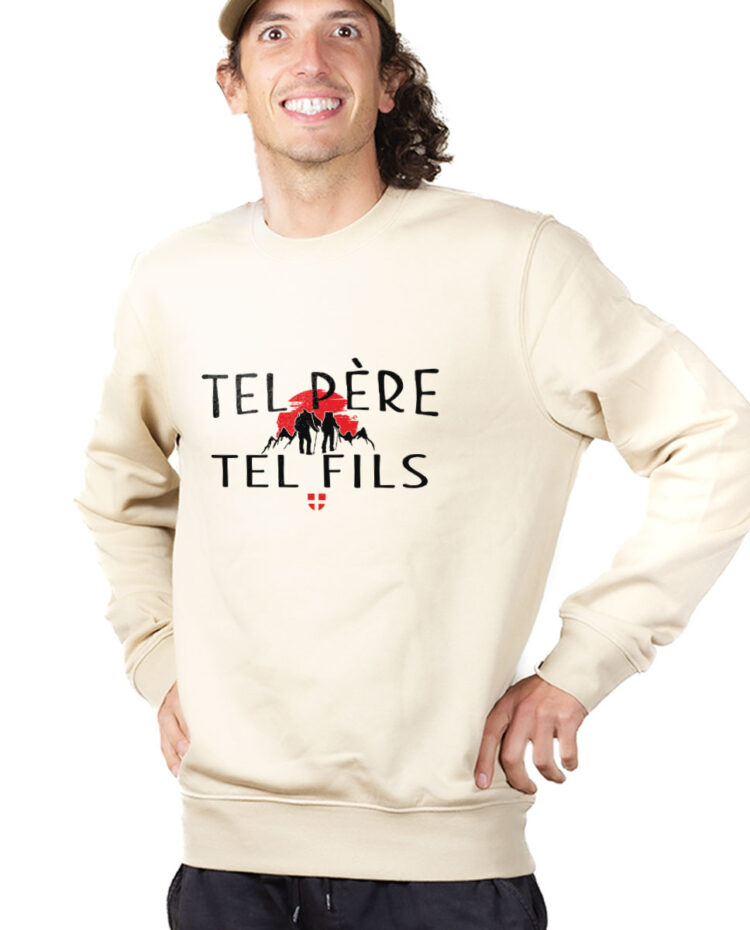 PUHNAT Sweatshirt Pull Homme Naturel TEL PERE TEL FILS