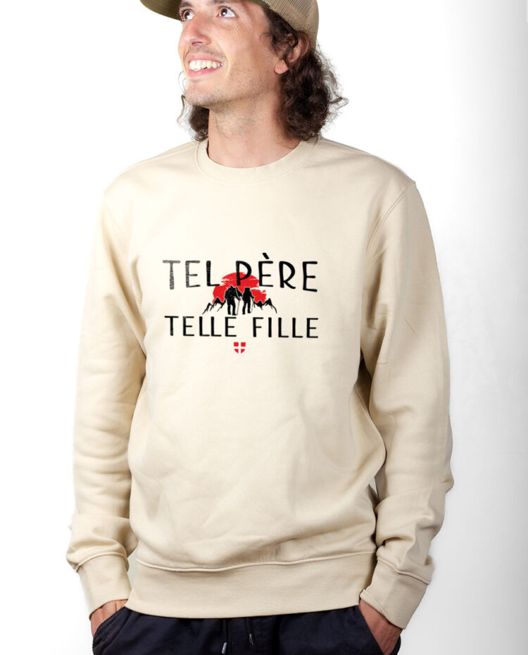 PUHNAT Sweatshirt Pull Homme Naturel TEL PERE TELLE FILLE