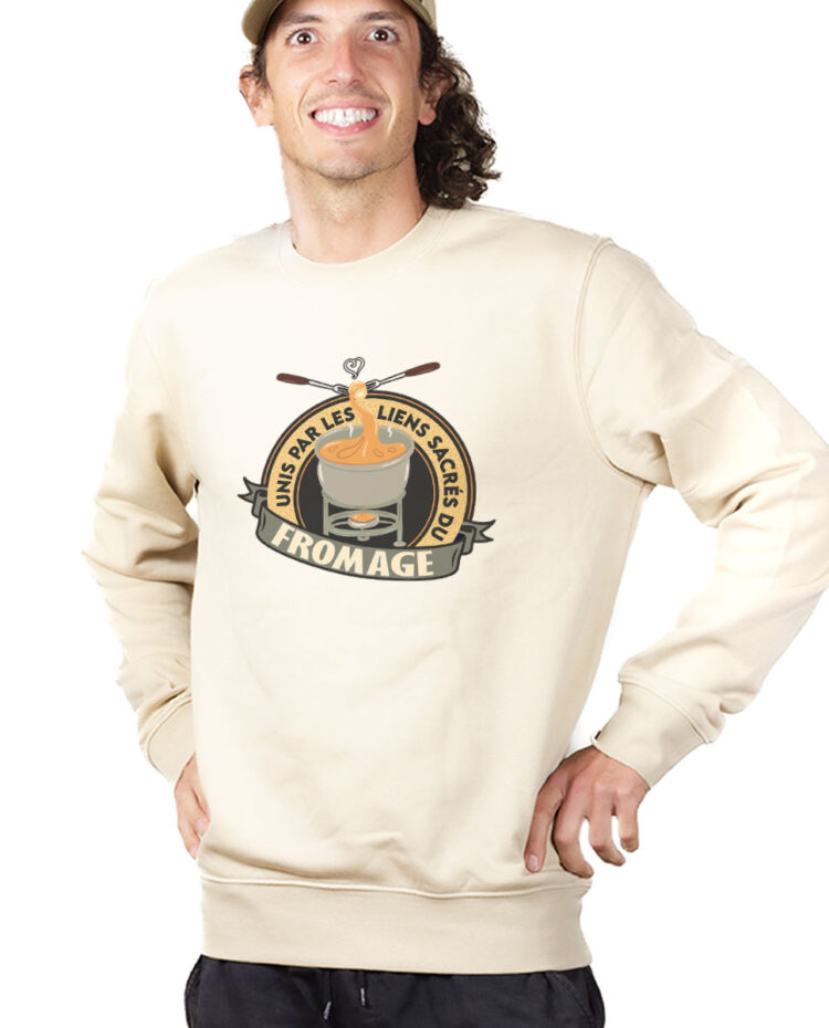 PUHNAT Sweatshirt Pull Homme Naturel UNIS PAR LES LIENS SACRES DU FROMAGE