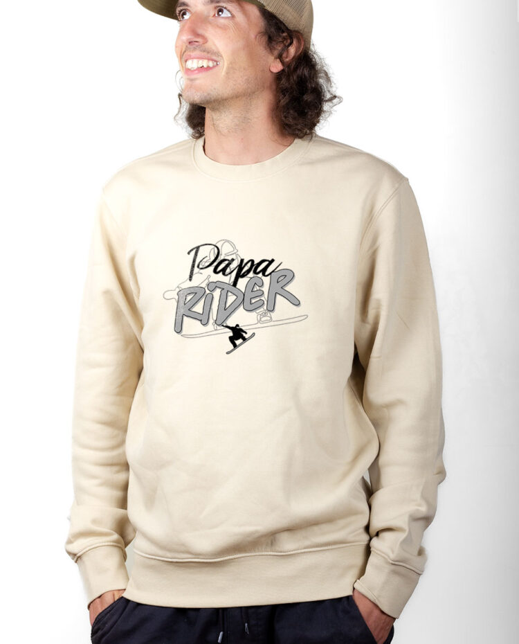 PUHNAT Sweatshirt Pull Homme Naturel papa rider