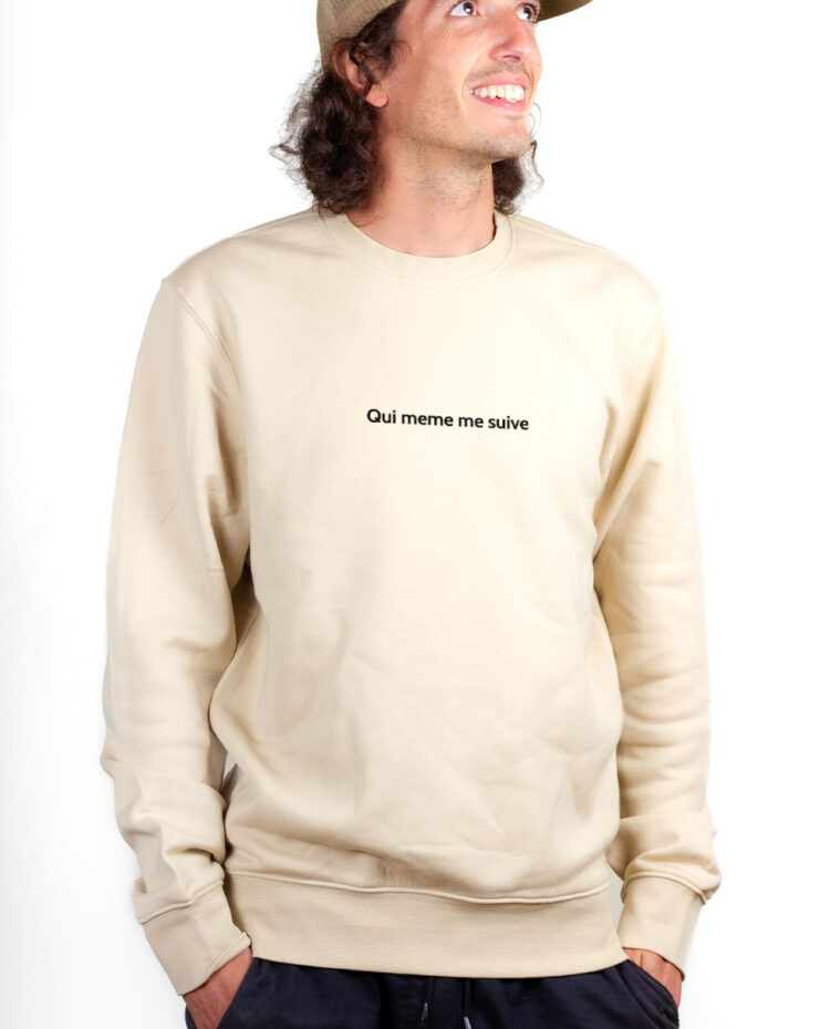 QUI MEME ME SUIVE Sweatshirt Pull Homme Naturel PUHNAT164