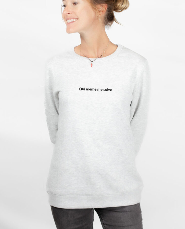 QUI MEME ME SUIVE Sweatshirt pull Femme Blanc PUFBLA164