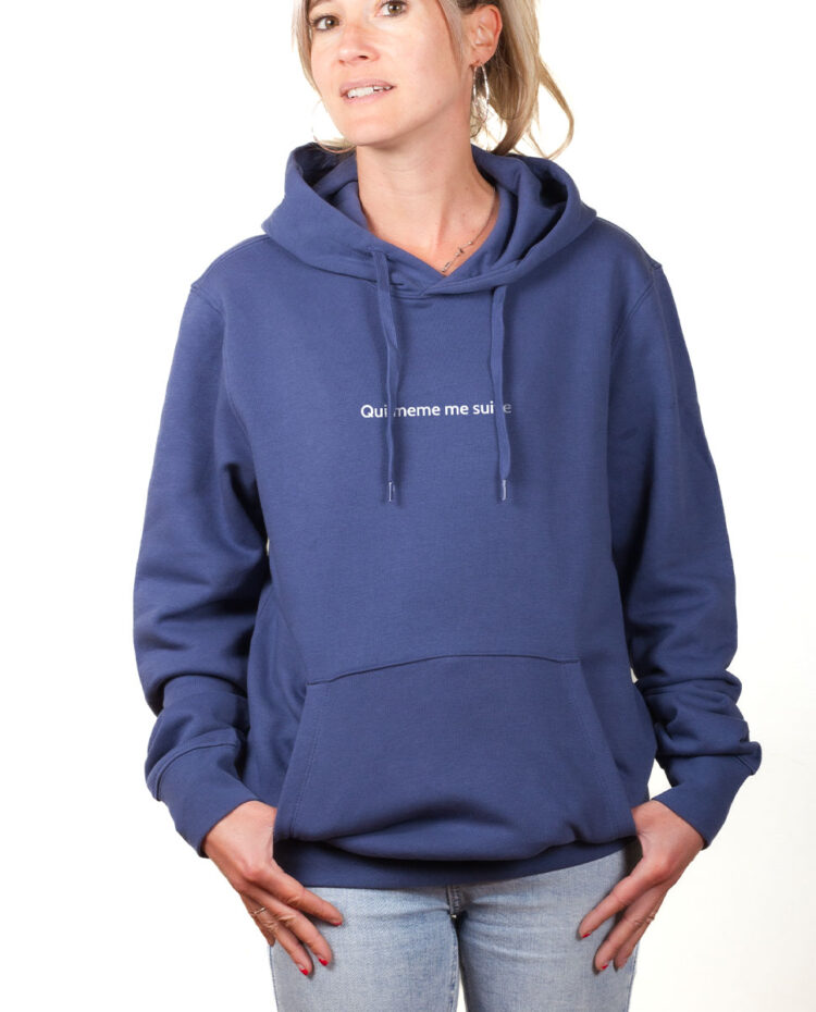 QUI MEME ME SUIVE hoodie Sweat capuche Femme Bleu SWFBLE164