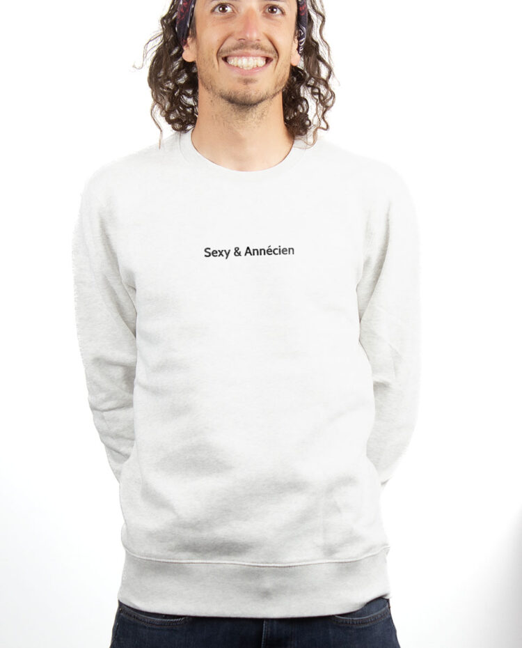 SEXY ANNECIEN Sweatshirt Pull Homme Blanc PUHBLA181