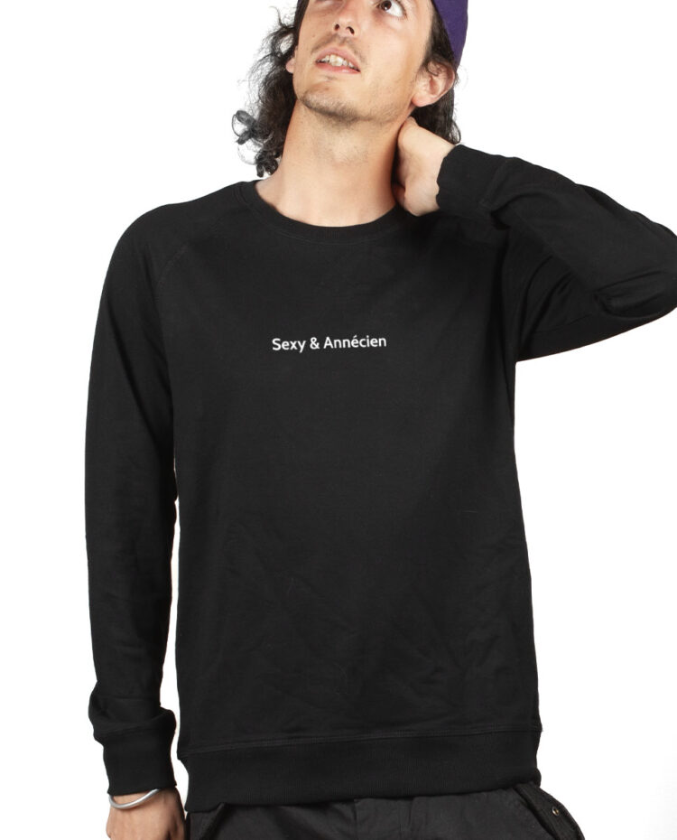 SEXY ANNECIEN Sweatshirt Pull Homme Noir PUHNOI181