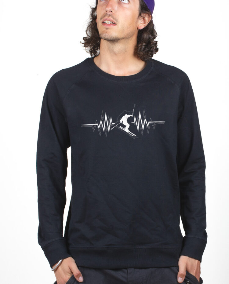 SKI BATTEMENTS DE COEUR Sweatshirt Pull Homme Noir PUHNOI152