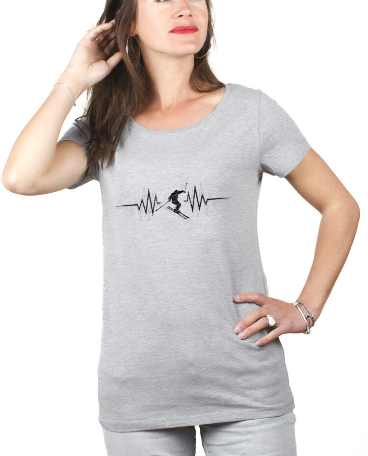 SKI BATTEMENTS DE COEUR T shirt Femme Gris TSFG152