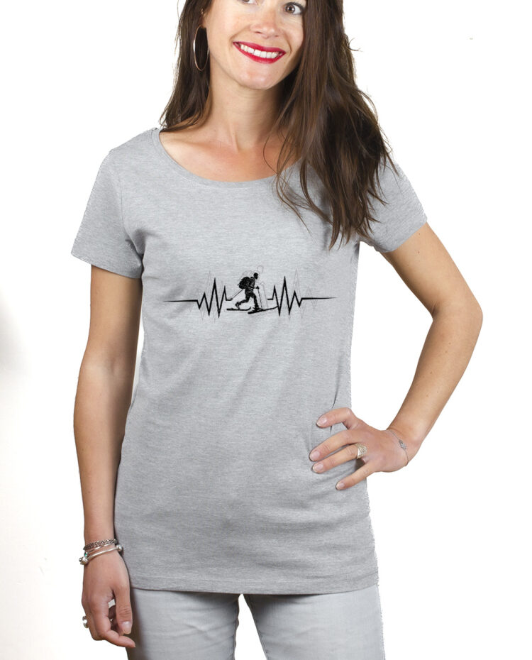 SKI DE RANDONEE BATTEMENTS DE COEUR T shirt Femme Gris TSFG156