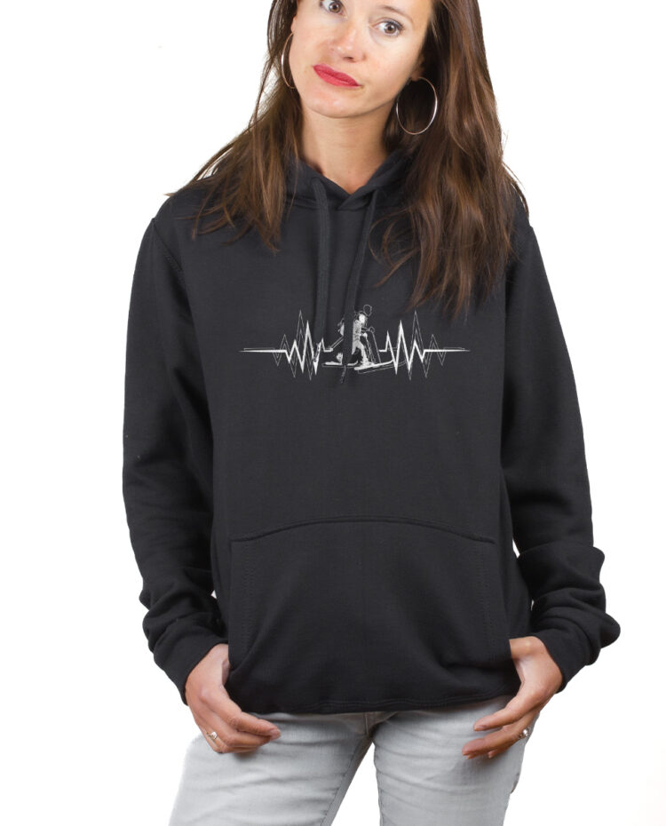 SKI DE RANDONEE BATTEMENTS DE COEUR hoodie Sweat capuche Femme Noir SWFNOI156