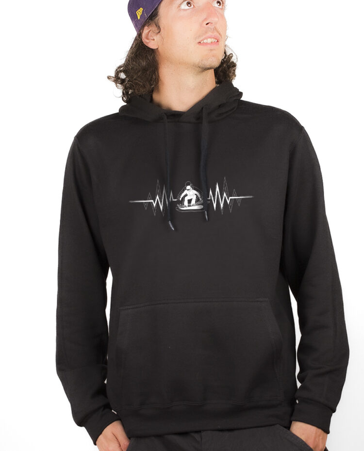 SNOW SNOWBARD BATTEMENTS DE COEUR Hoodie Sweat capuche Homme Noir SWHNOI153