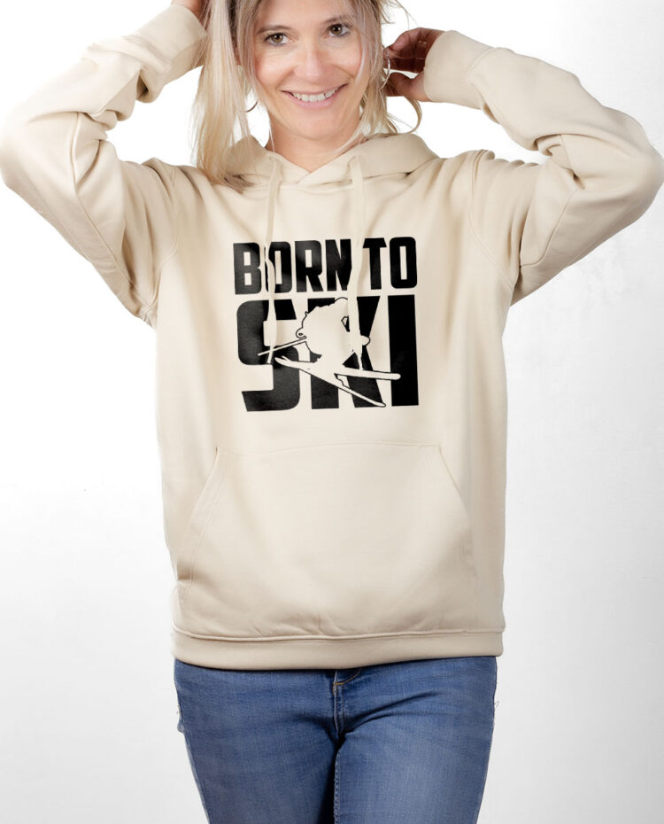 SWFNAT Sweat Femme Naturel BORN TO SKI