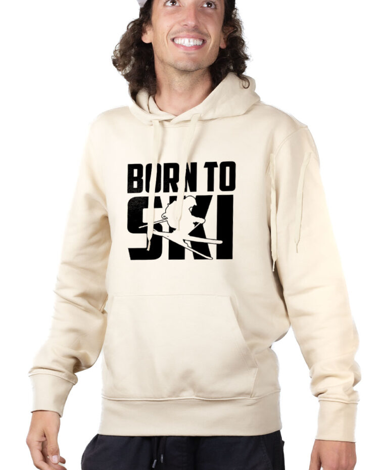 SWHNAT Hoodie Sweat capuche Homme Naturel BORN TO SKI