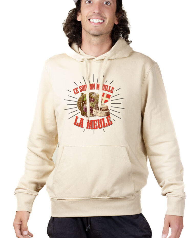 SWHNAT Hoodie Sweat capuche Homme Naturel CE SOIR ON MOUILLE LA MEULE