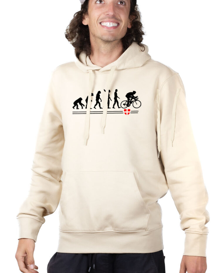 SWHNAT Hoodie Sweat capuche Homme Naturel EVOLUTION DE L HOMME EN CYCLISTE