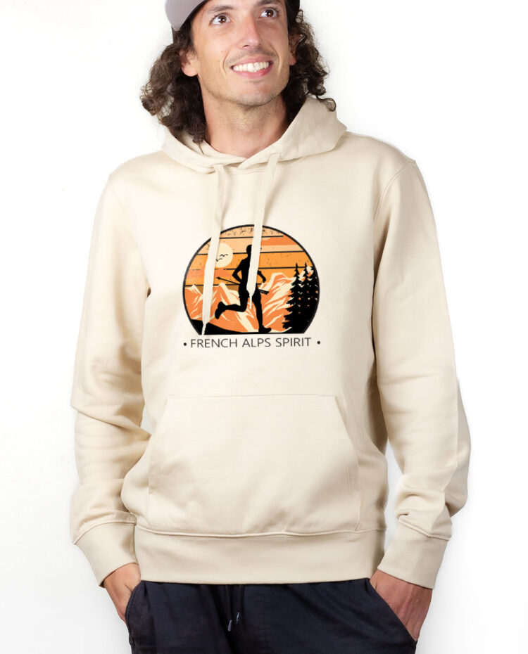 SWHNAT Hoodie Sweat capuche Homme Naturel FRENCH ALPS SPIRIT TRAIL