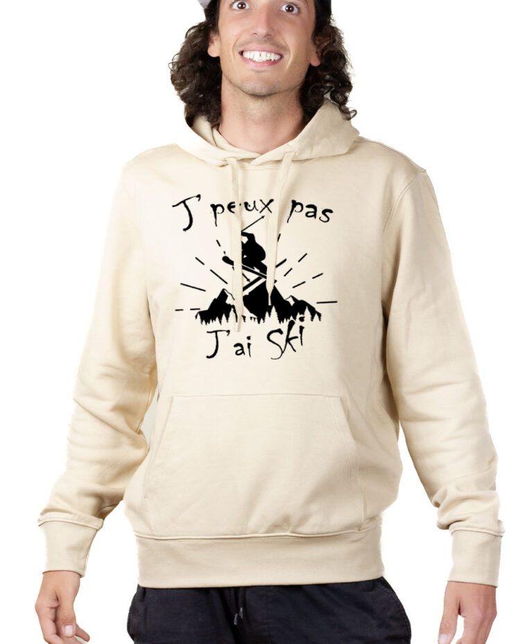 SWHNAT Hoodie Sweat capuche Homme Naturel J PEUX PAS J AI SKI