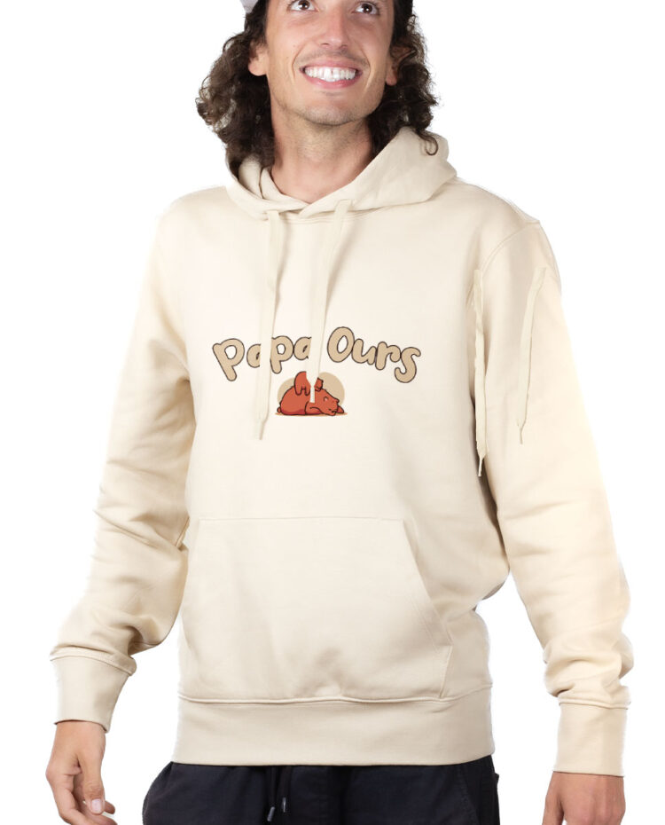 SWHNAT Hoodie Sweat capuche Homme Naturel PAPA OURS