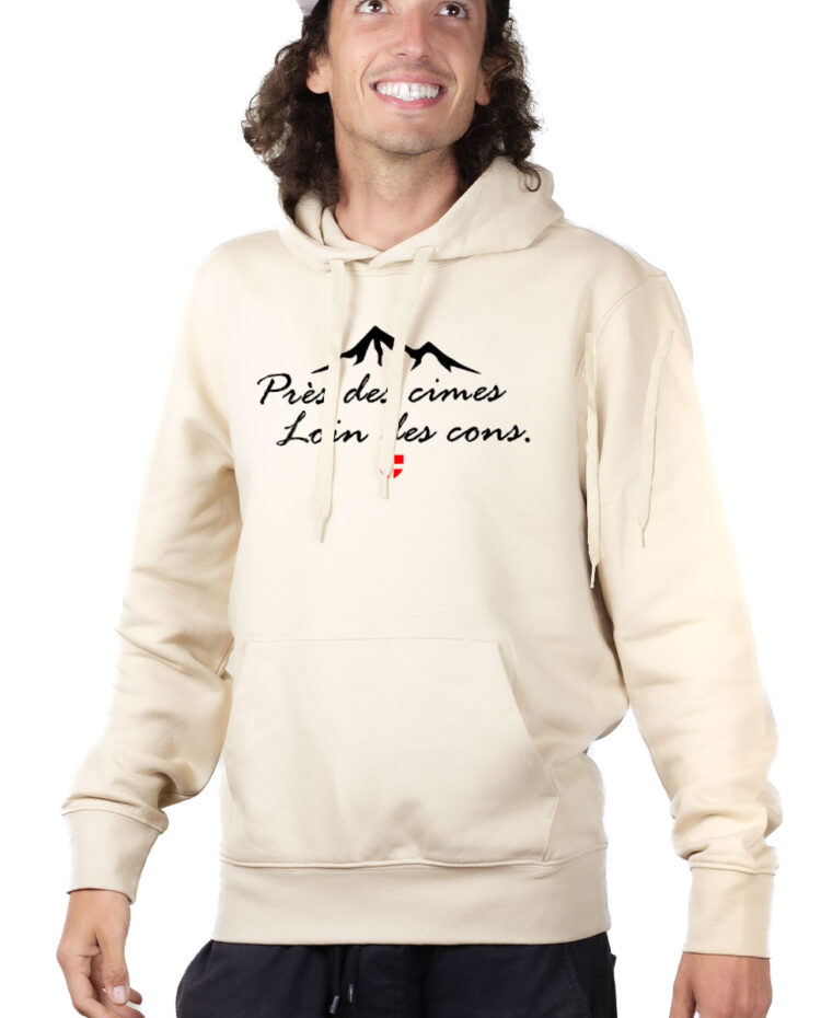 SWHNAT Hoodie Sweat capuche Homme Naturel PRES DES CIMES LOIN DES CONS